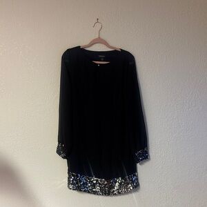 Chico's Black Dress with Silver Sequin Trim